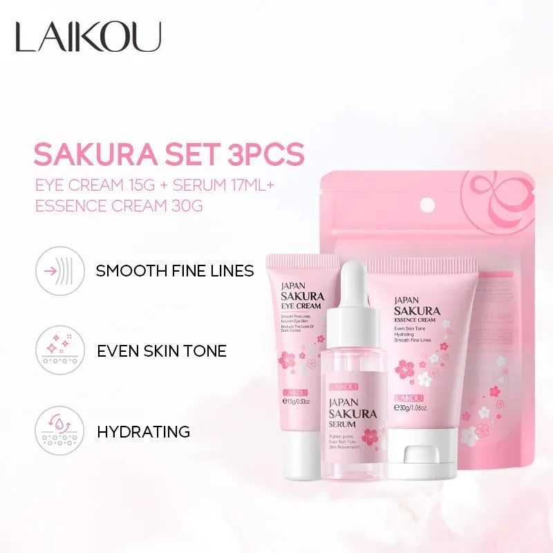LAIKOU Skincare Set – Vitamin C, Sakura & Snail (3pcs)