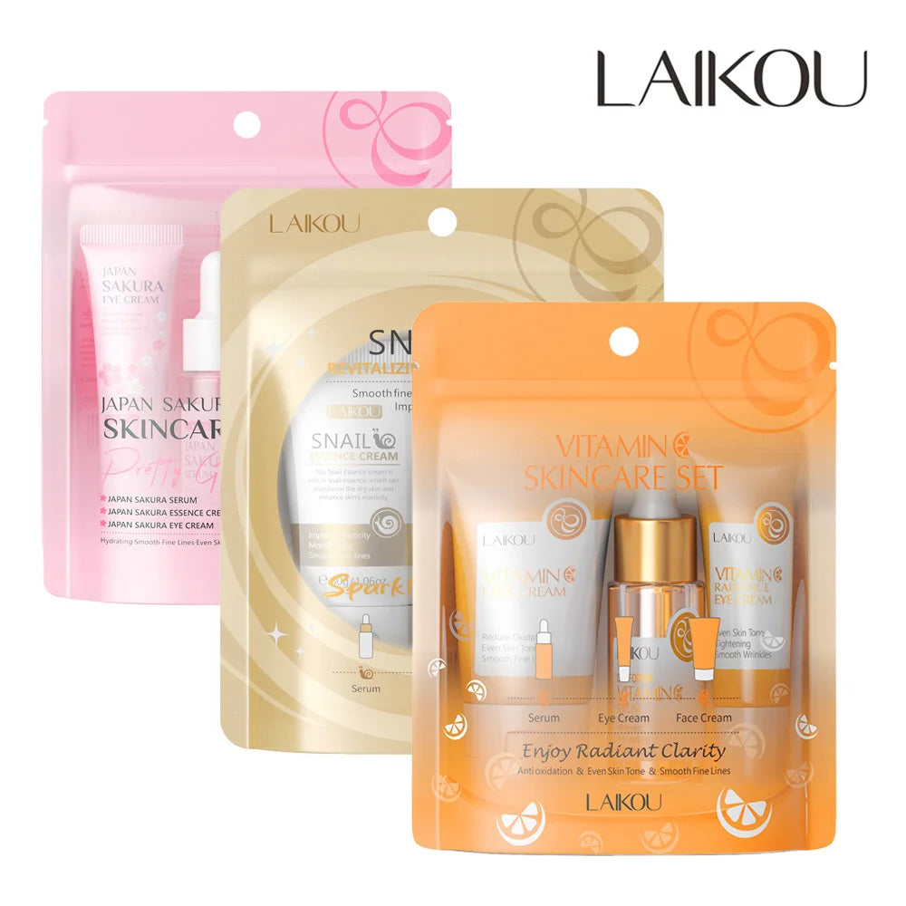 LAIKOU Skincare Set – Vitamin C, Sakura & Snail (3pcs)